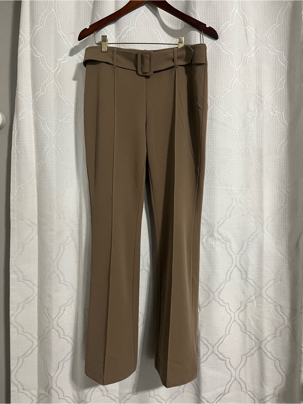NYcC High-Rise Belted Wide-Leg Pants - Brown